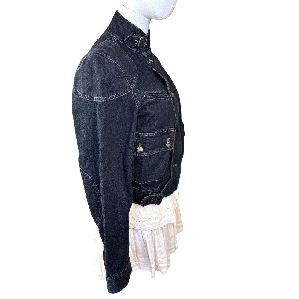 Ralph Lauren Denim SZ SM Moto VTGE Jacket Small Dark Indigo Blue /BL Buckle Neck - Picture 4 of 14